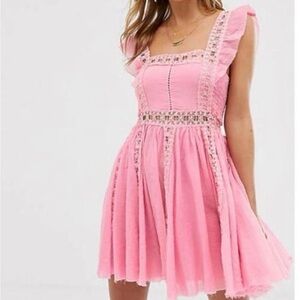Free People Pink Lace Dress Large